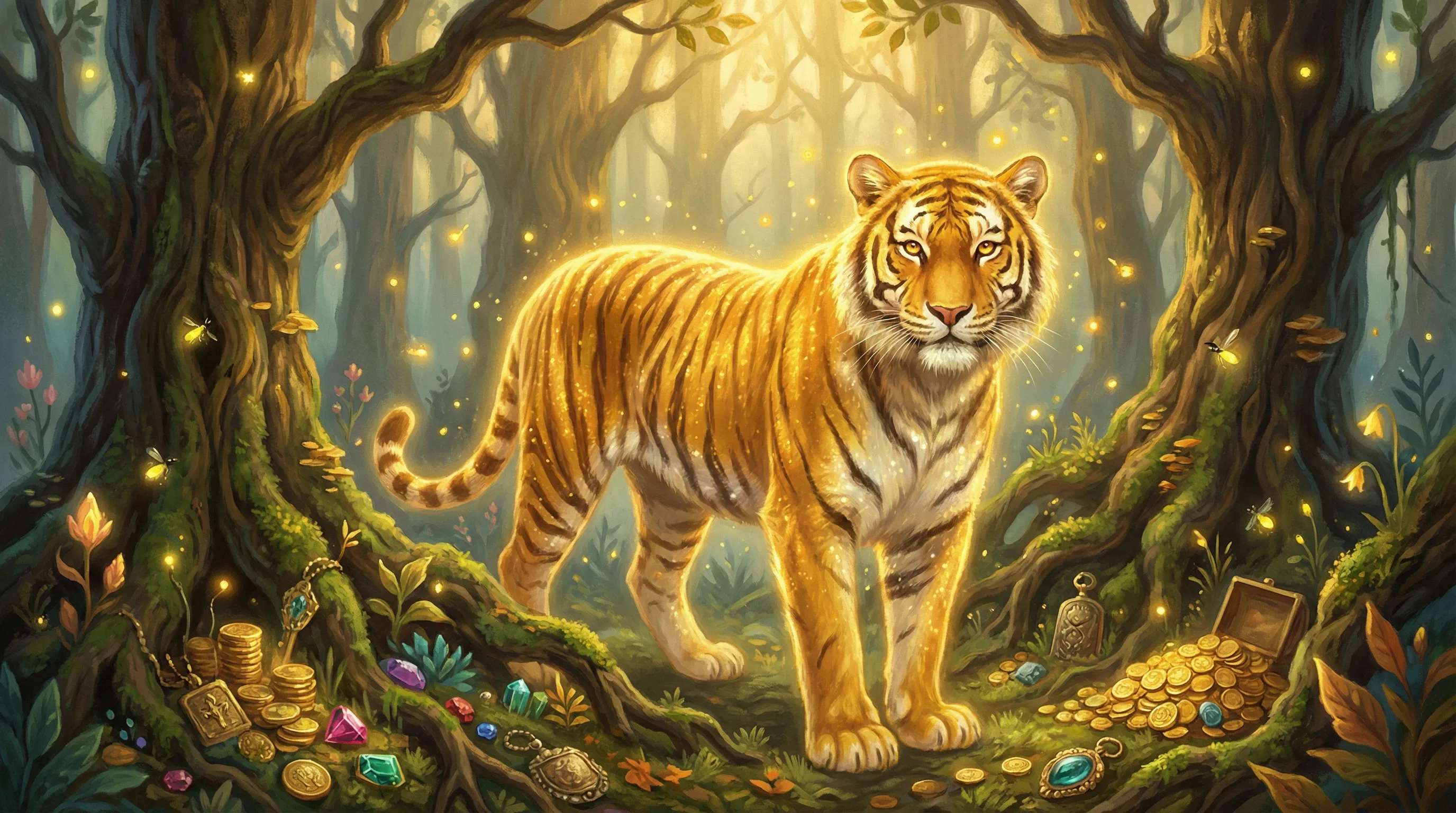Tigre dourado da fortuna com moedas mágicas no Segurobet