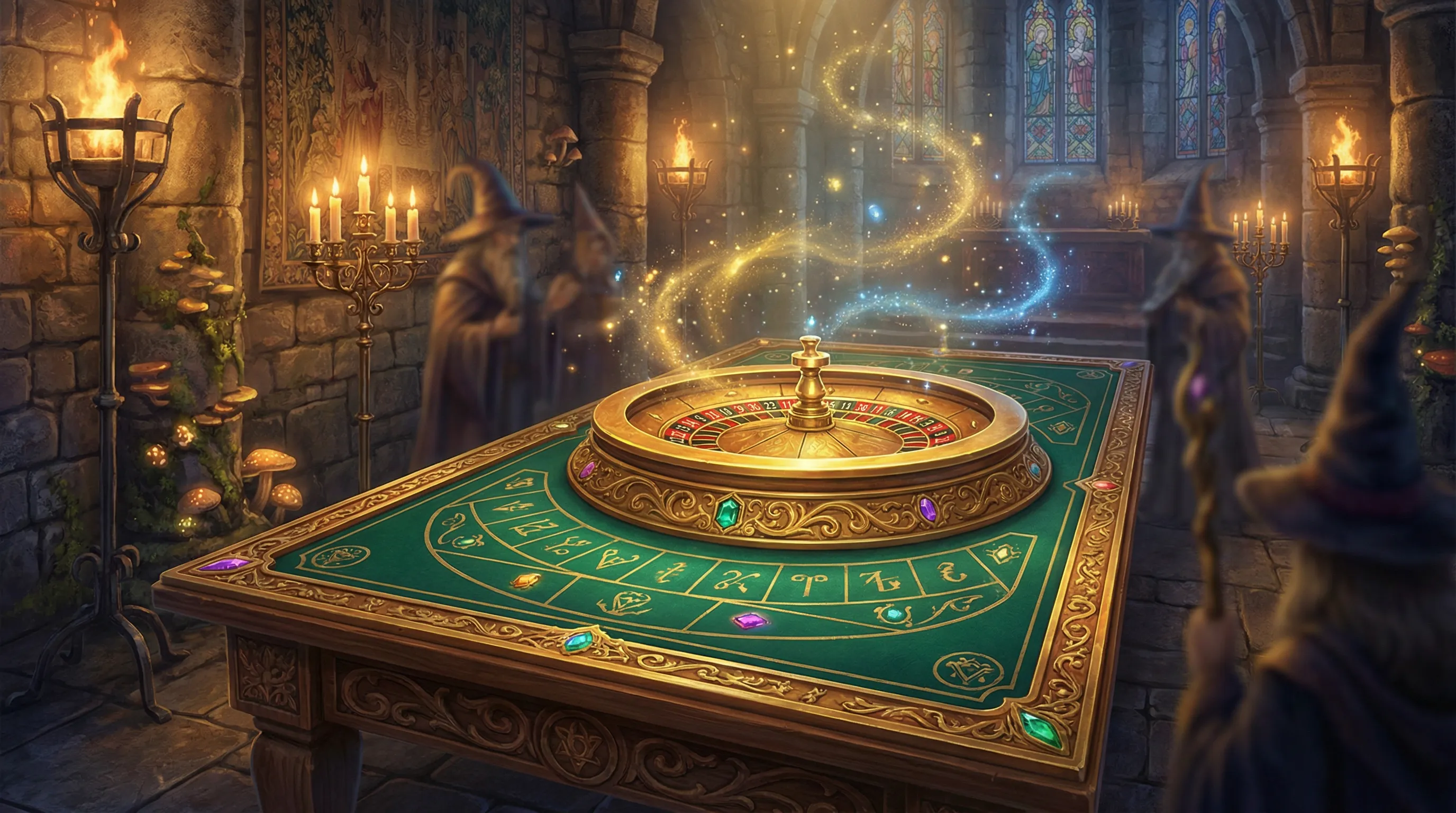 Roleta dourada mágica girando no cassino Segurobet